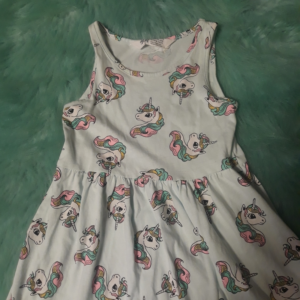 H&M unicorn print pastel dress girls 2-4